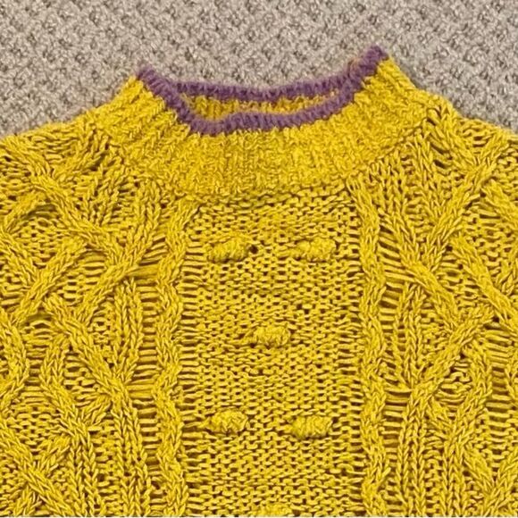 Zara Kids Yellow Crewneck Sweater with Cable Knit Size 11/12 - Picture 1 of 8